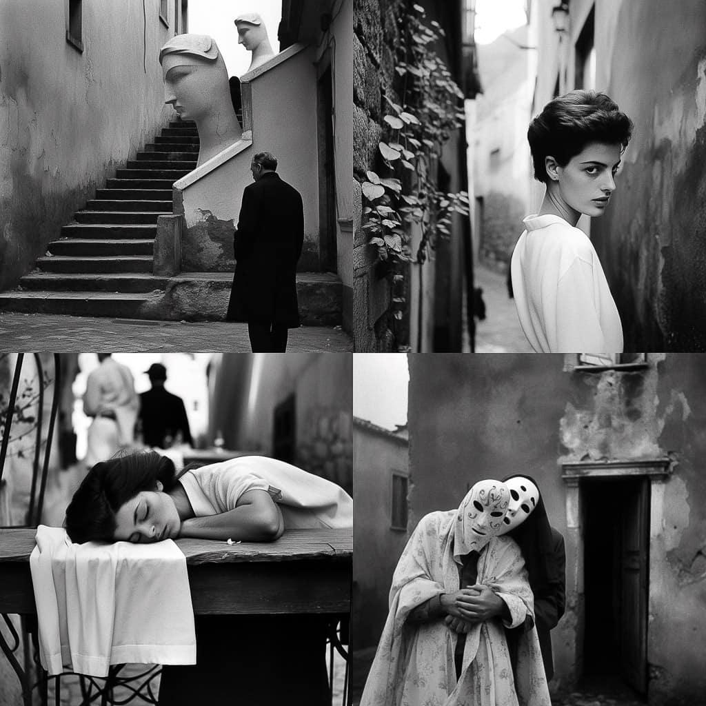 Ferdinando Scianna style, Midjourney Niji 5, render 1 of 4