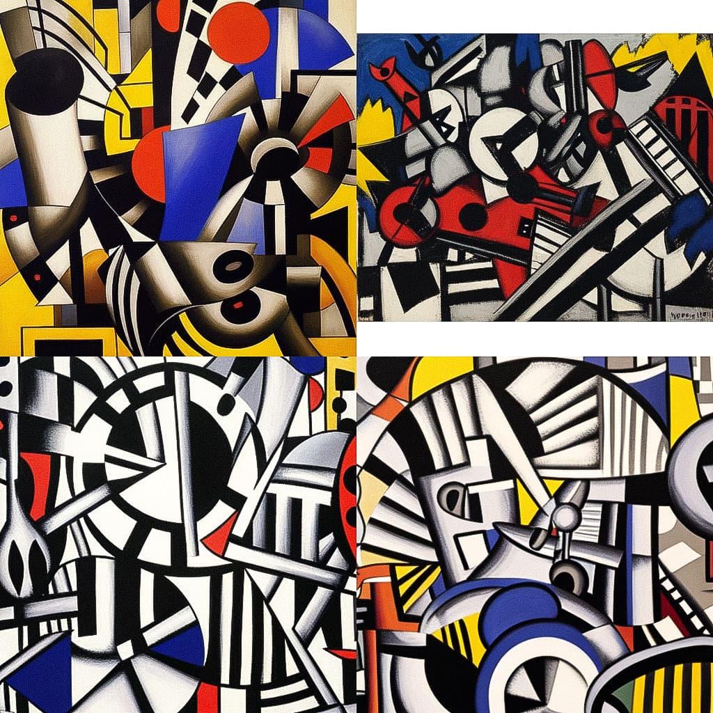 Fernand Leger style, Midjourney Niji 5, render 1 of 4