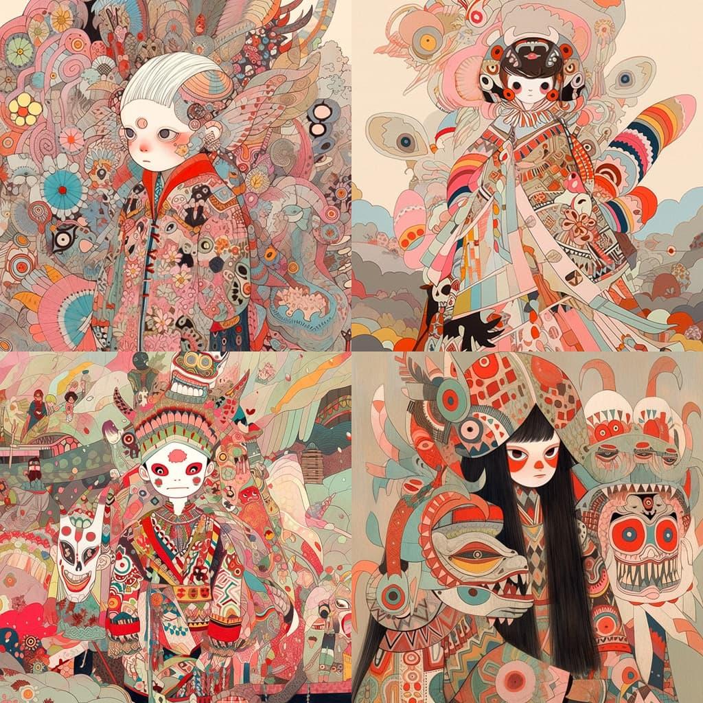 Ferris Plock style, Midjourney Niji 5, render 1 of 4