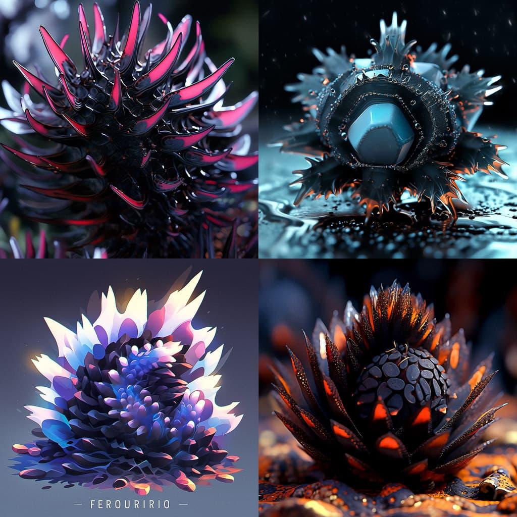 Ferrofluid style, Midjourney Niji 5, render 1 of 4