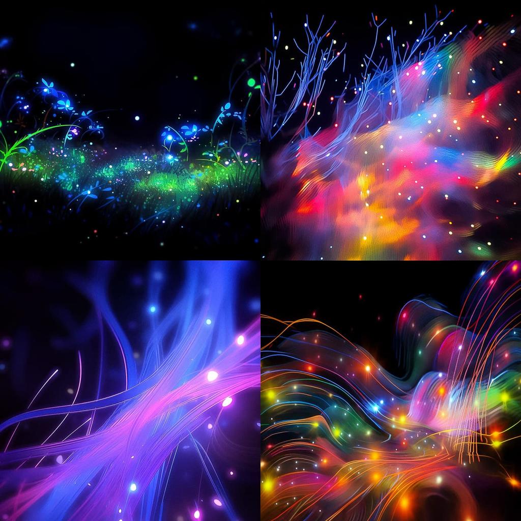 Fiber optic light painting style, Midjourney Niji 5, render 1 of 4