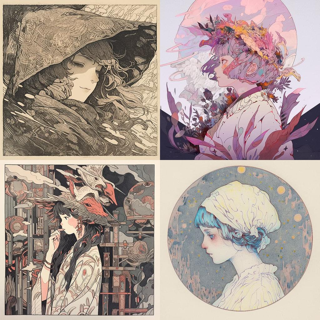 Fine art etching style, Midjourney Niji 5, render 1 of 4