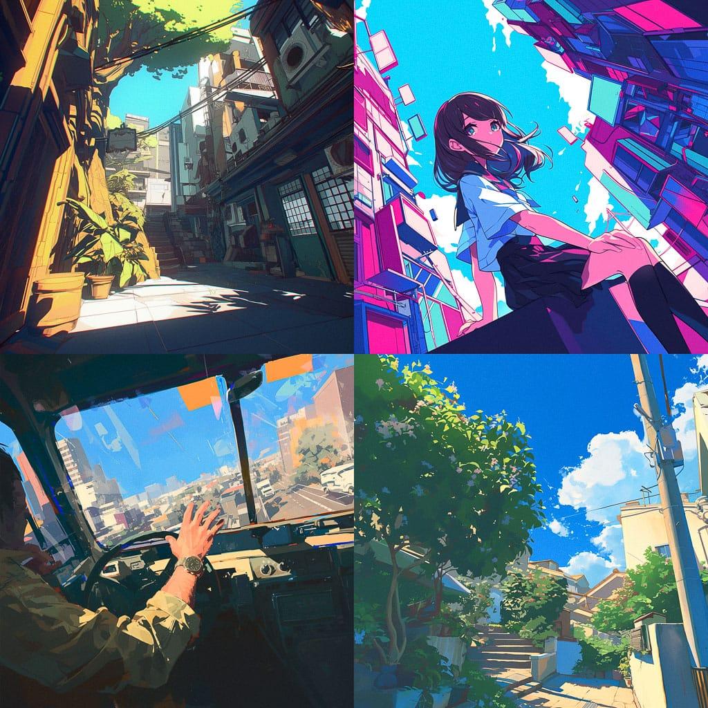 First-person view style, Midjourney Niji 6, render 1 of 4