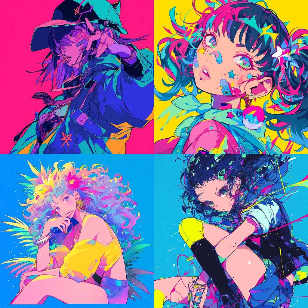 Flashy colors style, Midjourney Niji 6, render 1 of 4