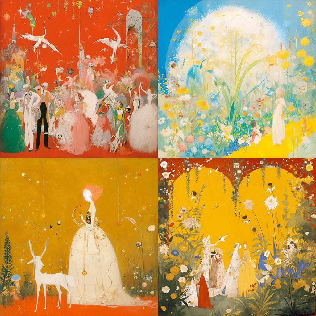 Florine Stettheimer style, Midjourney Niji 6, render 1 of 4