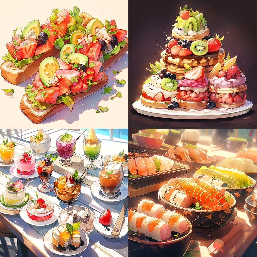 Food photography style, Midjourney Niji 5, render 1 of 4