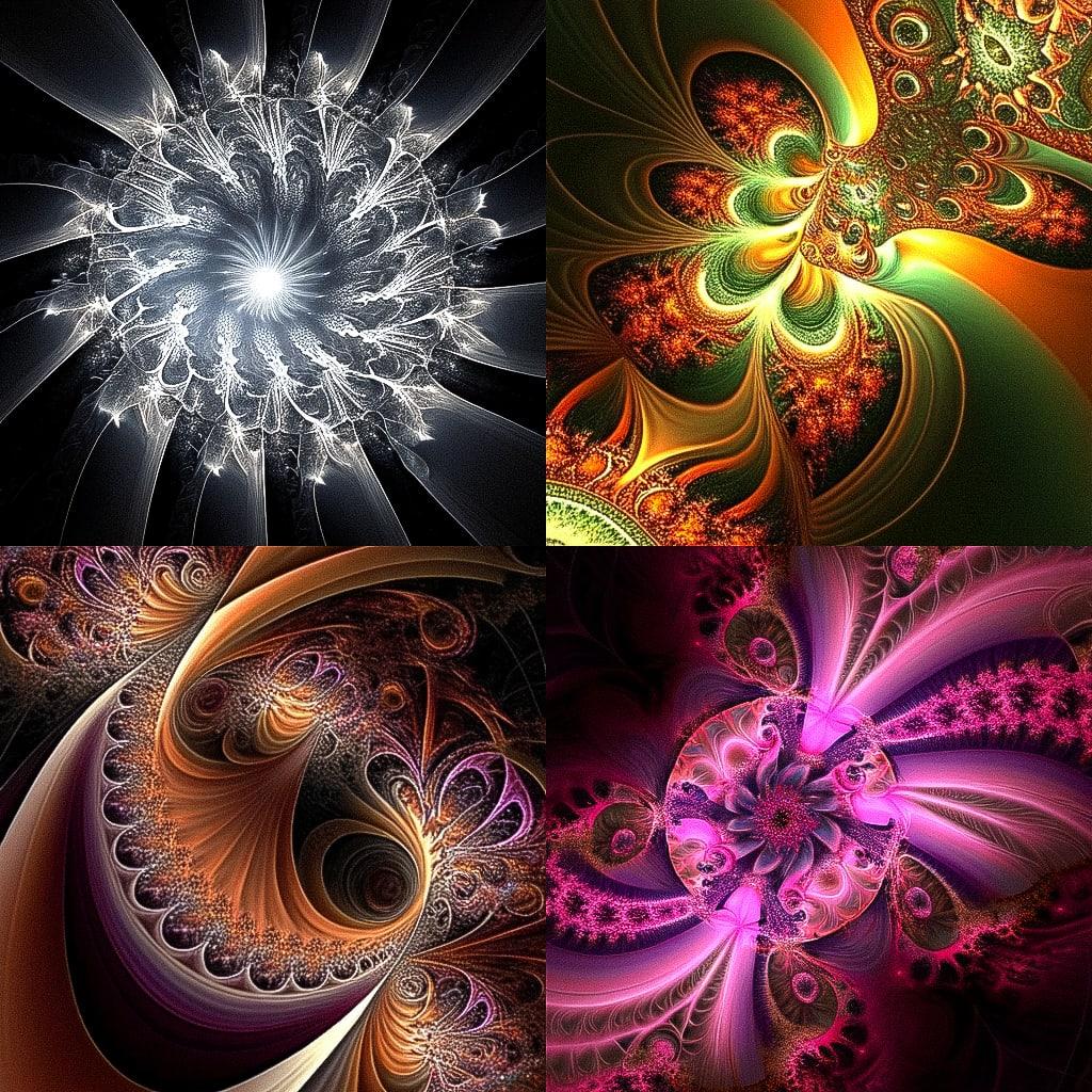 Fractal art style, Midjourney Niji 4, render 1 of 4