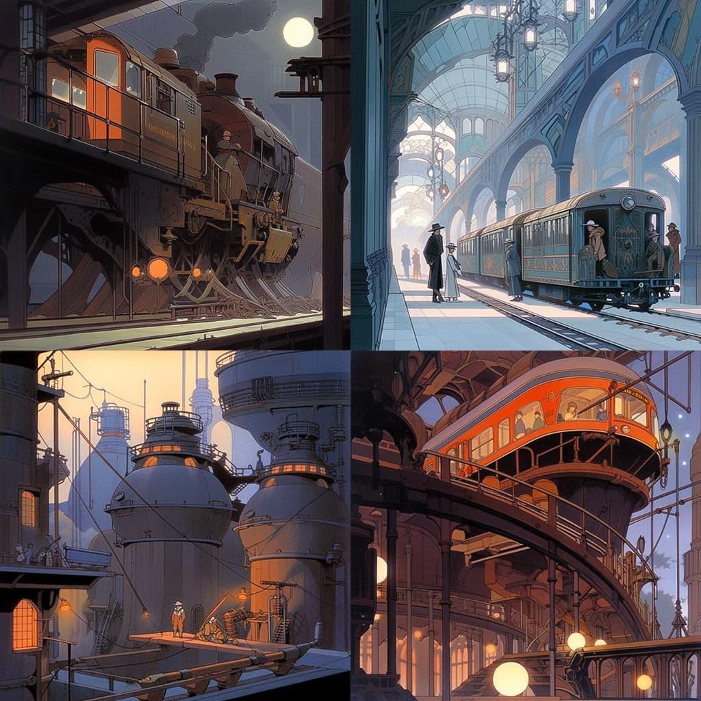 Francois Schuiten style, Midjourney Niji 5, render 1 of 4