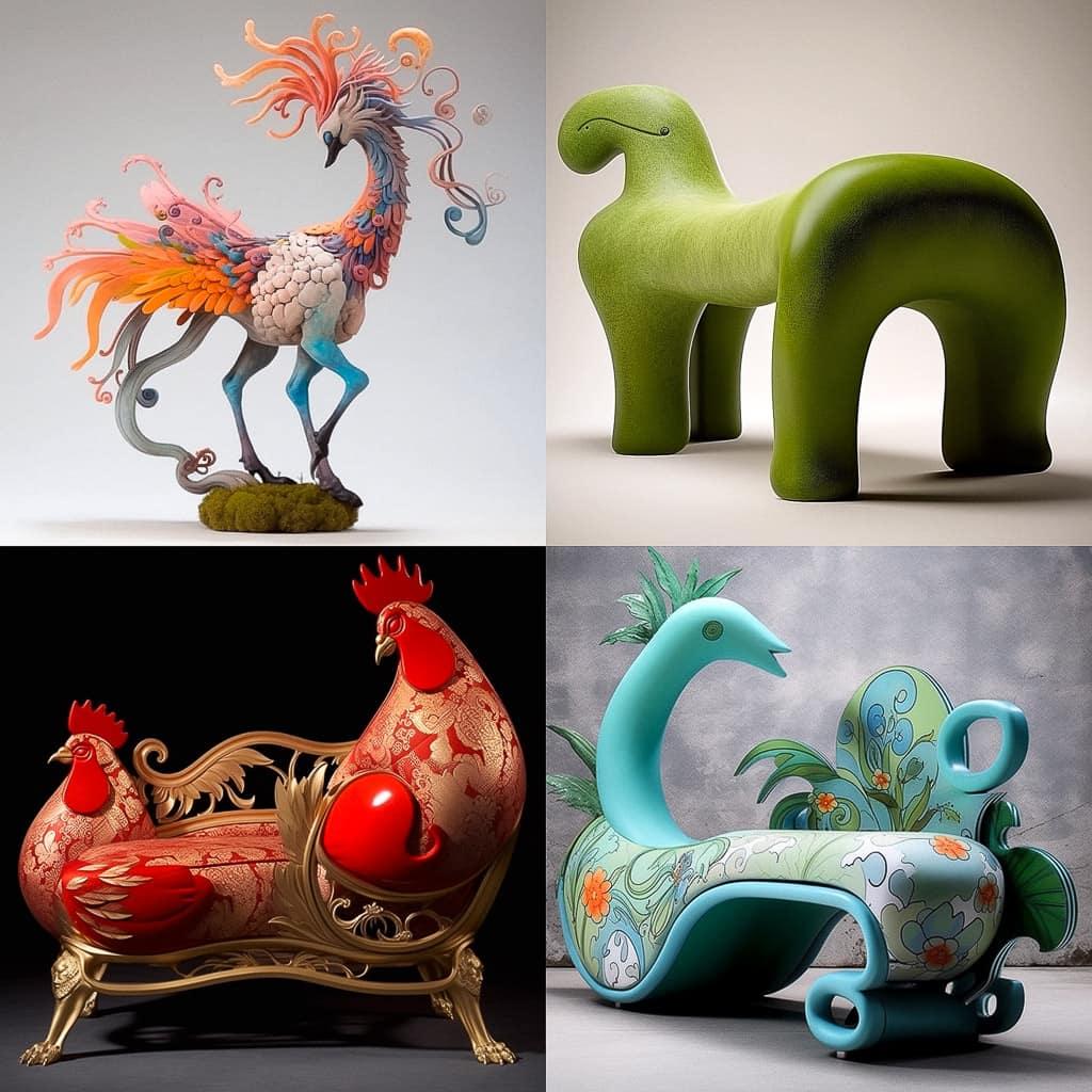 Francois-Xavier Lalanne style, Midjourney Niji 5, render 1 of 4