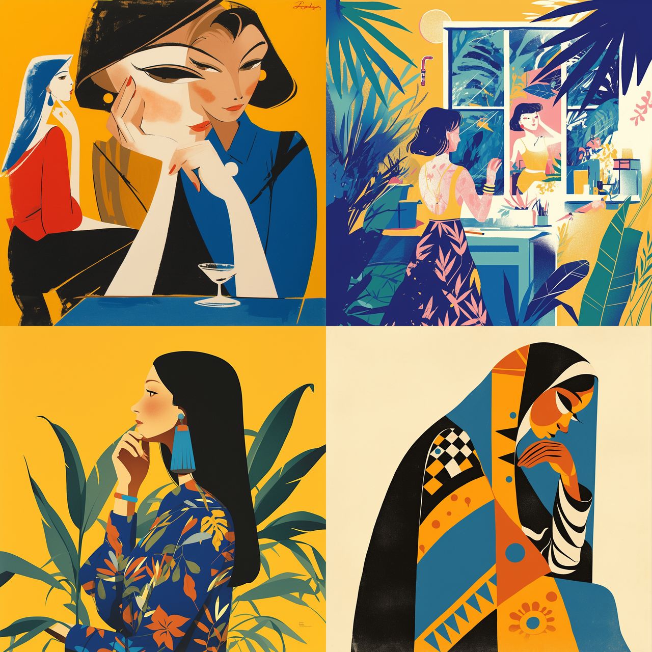 Francoise Gilot style, Midjourney Niji 6, render 1 of 4