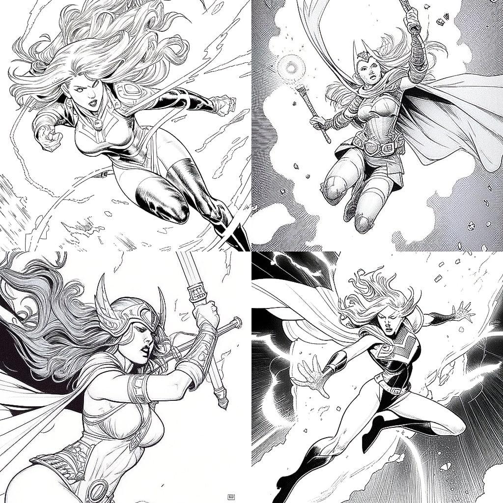 Frank Cho style, Midjourney Niji 4, render 1 of 4