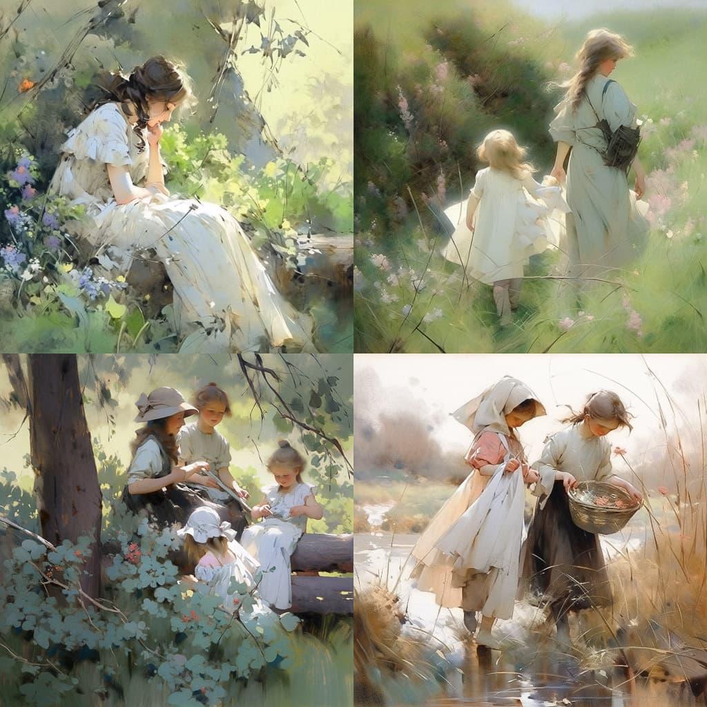 Frank Holl style, Midjourney Niji 5, render 1 of 4