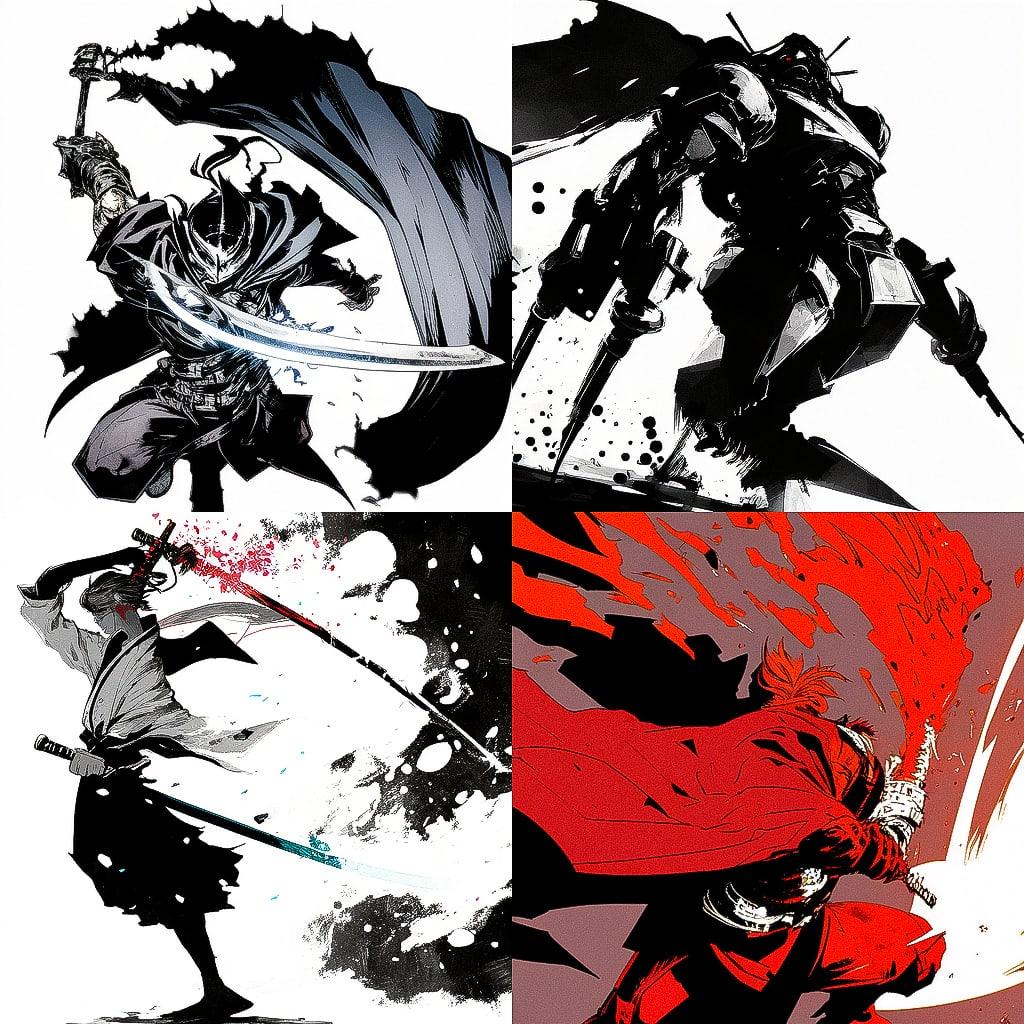 Frank Miller style, Midjourney Niji 4, render 1 of 4