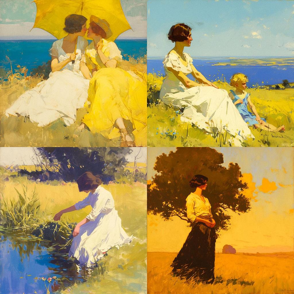 Frank Weston Benson style, Midjourney Niji 5, render 1 of 4