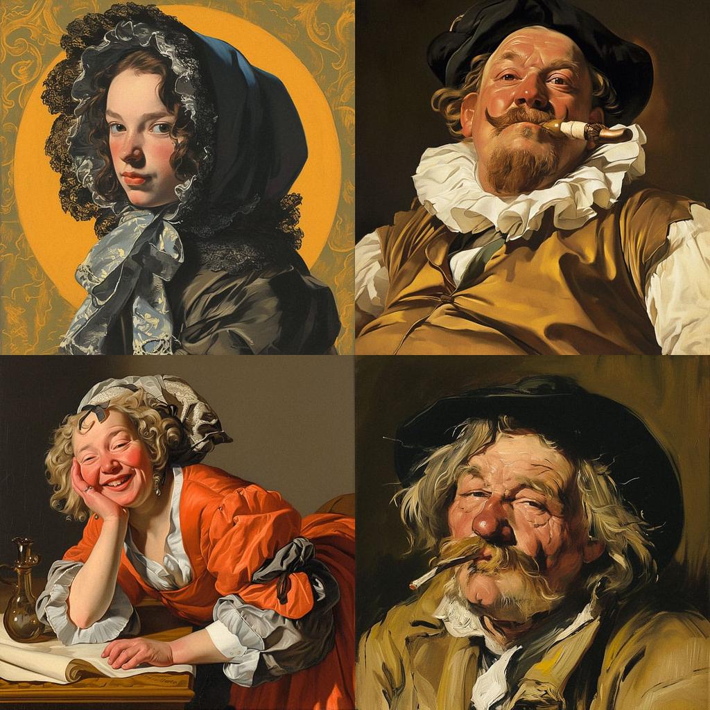 Frans Hals style, Midjourney Niji 5, render 1 of 4
