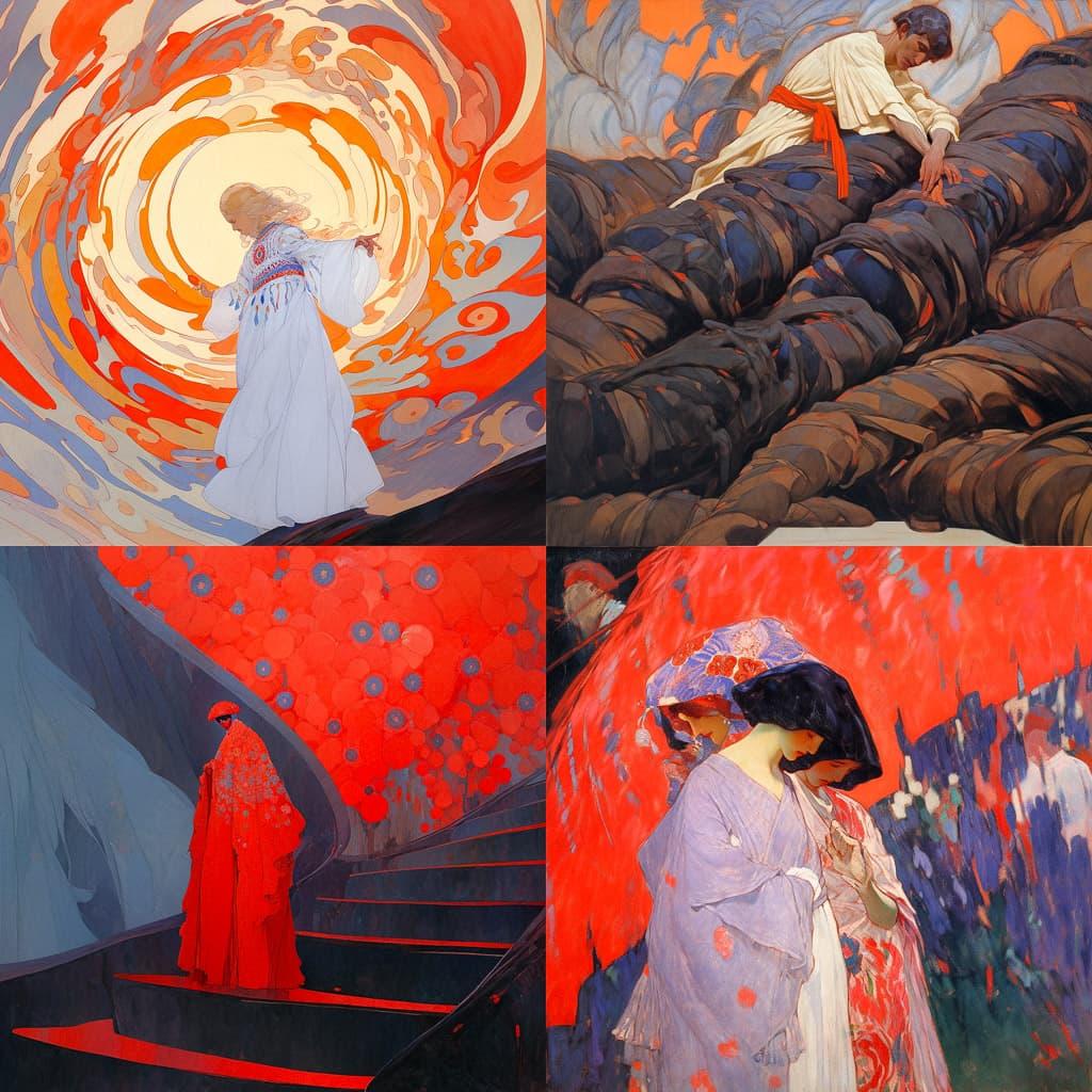 Frantisek Kupka style, Midjourney Niji 5, render 1 of 4