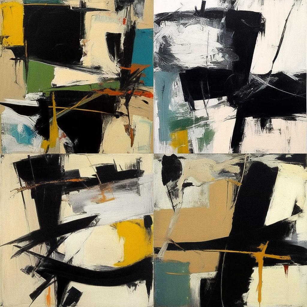 Franz Kline style, Midjourney Niji 4, render 1 of 4