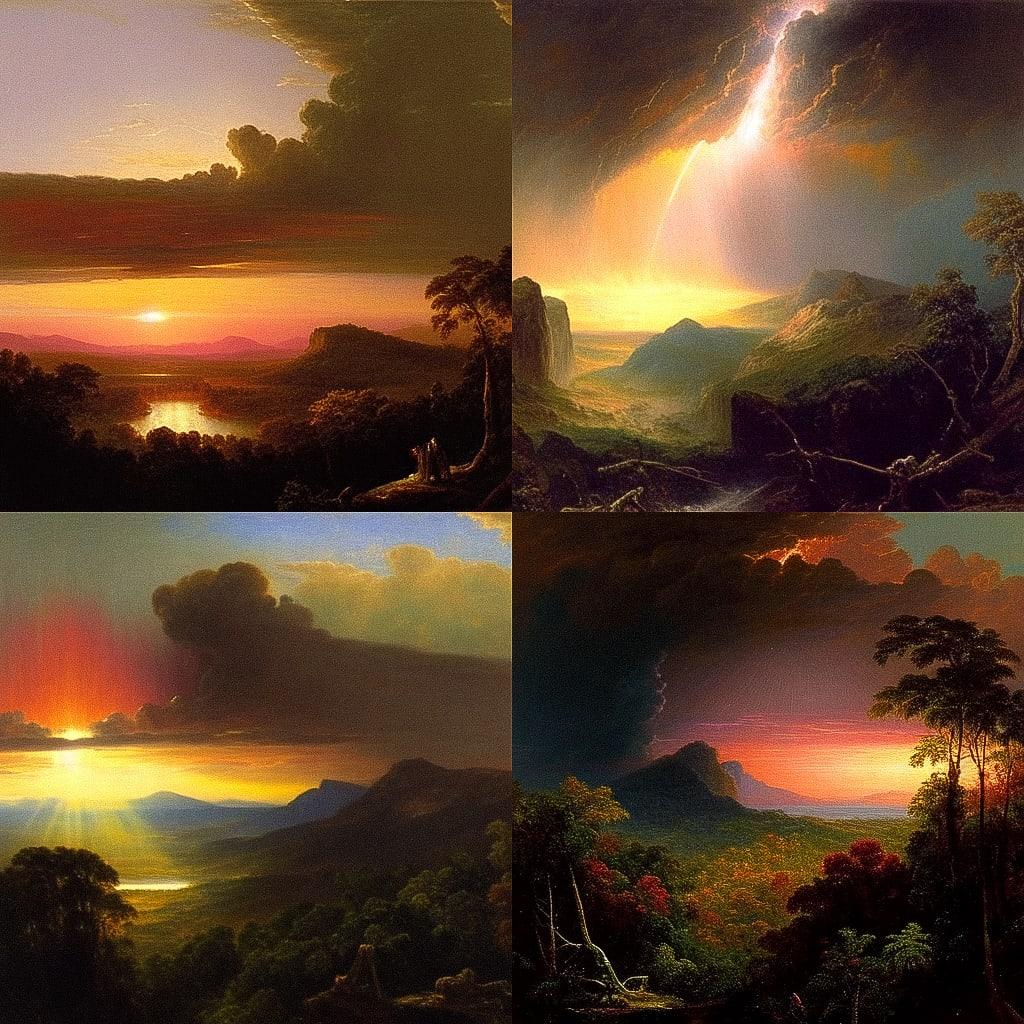 Frederic Edwin Church style, Midjourney Niji 4, render 1 of 4