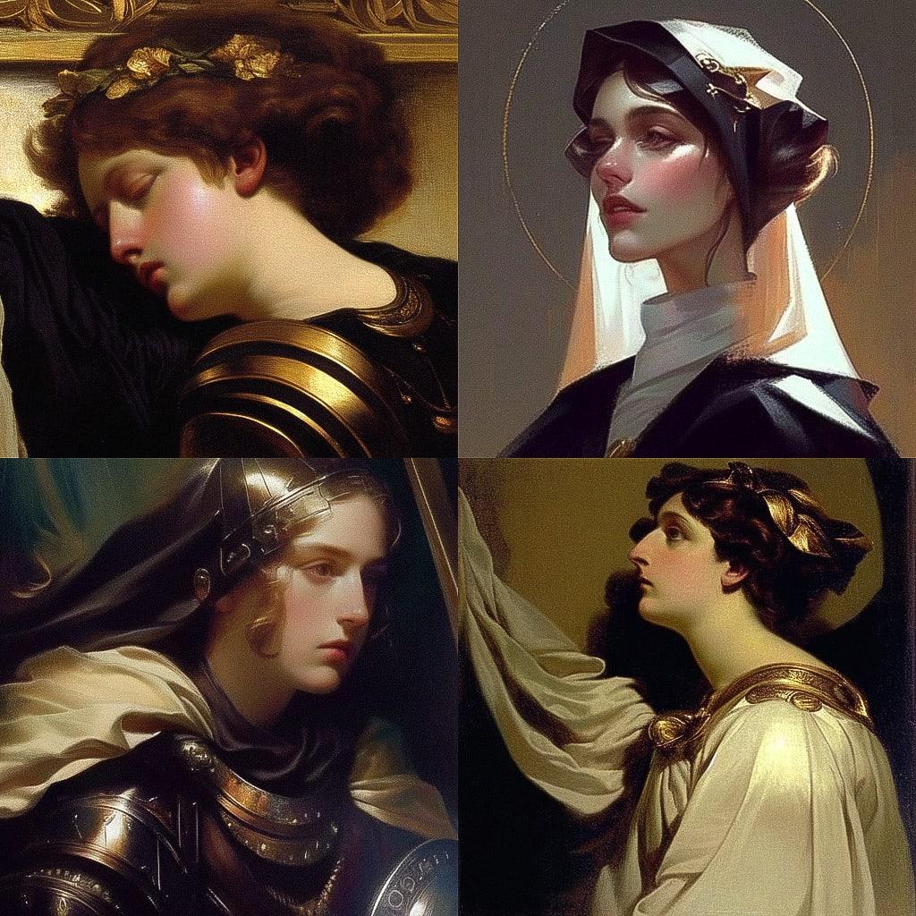 Frederic Leighton style, Midjourney Niji 4, render 1 of 4
