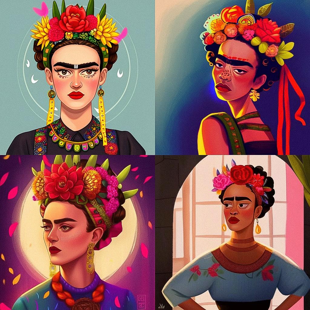 Frida Kahlo style, Midjourney Niji 4, render 1 of 4