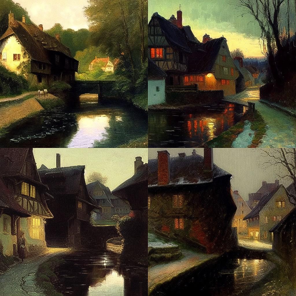 Frits Thaulow style, Midjourney Niji 4, render 1 of 4