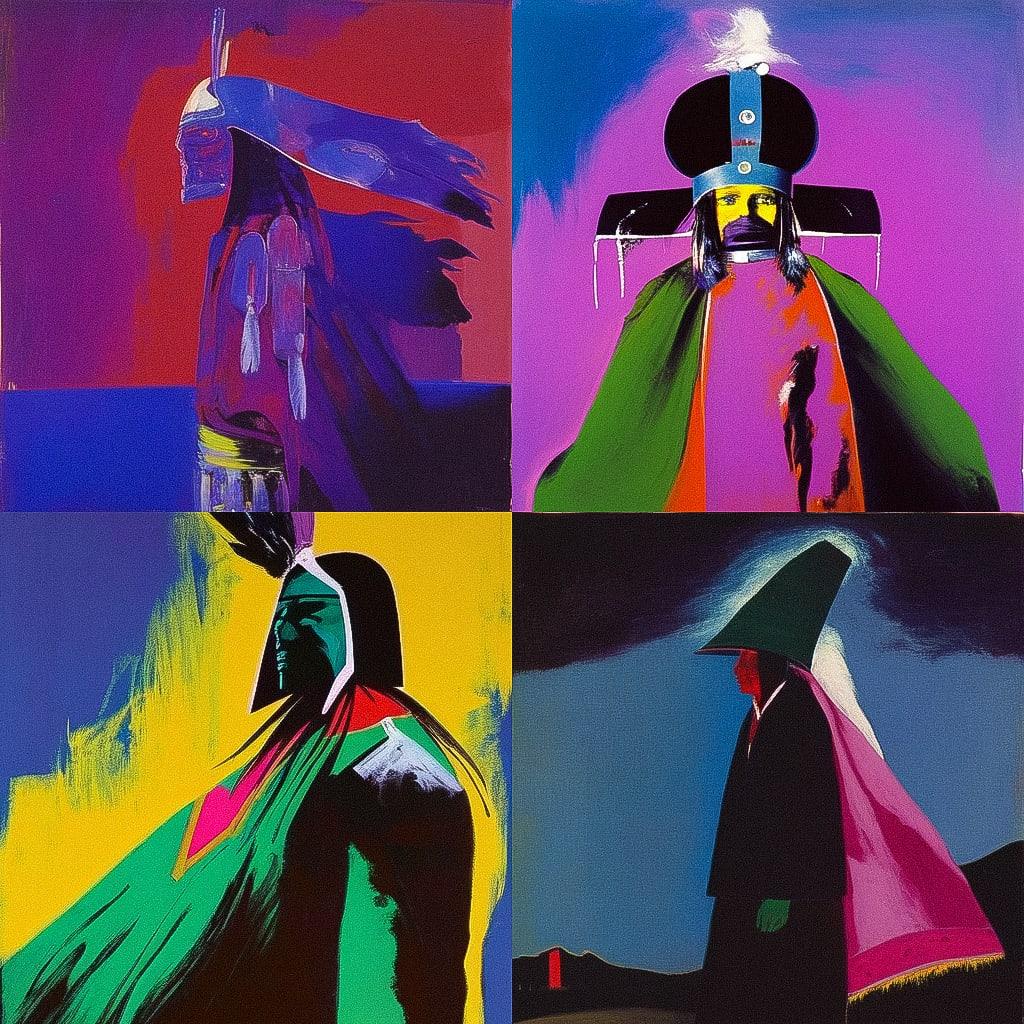 Fritz Scholder style, Midjourney Niji 4, render 1 of 4