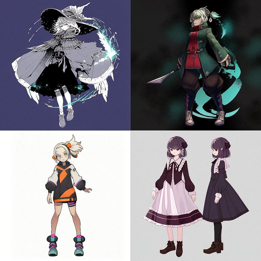 Full body height portrait style, Midjourney Niji 5, render 1 of 4