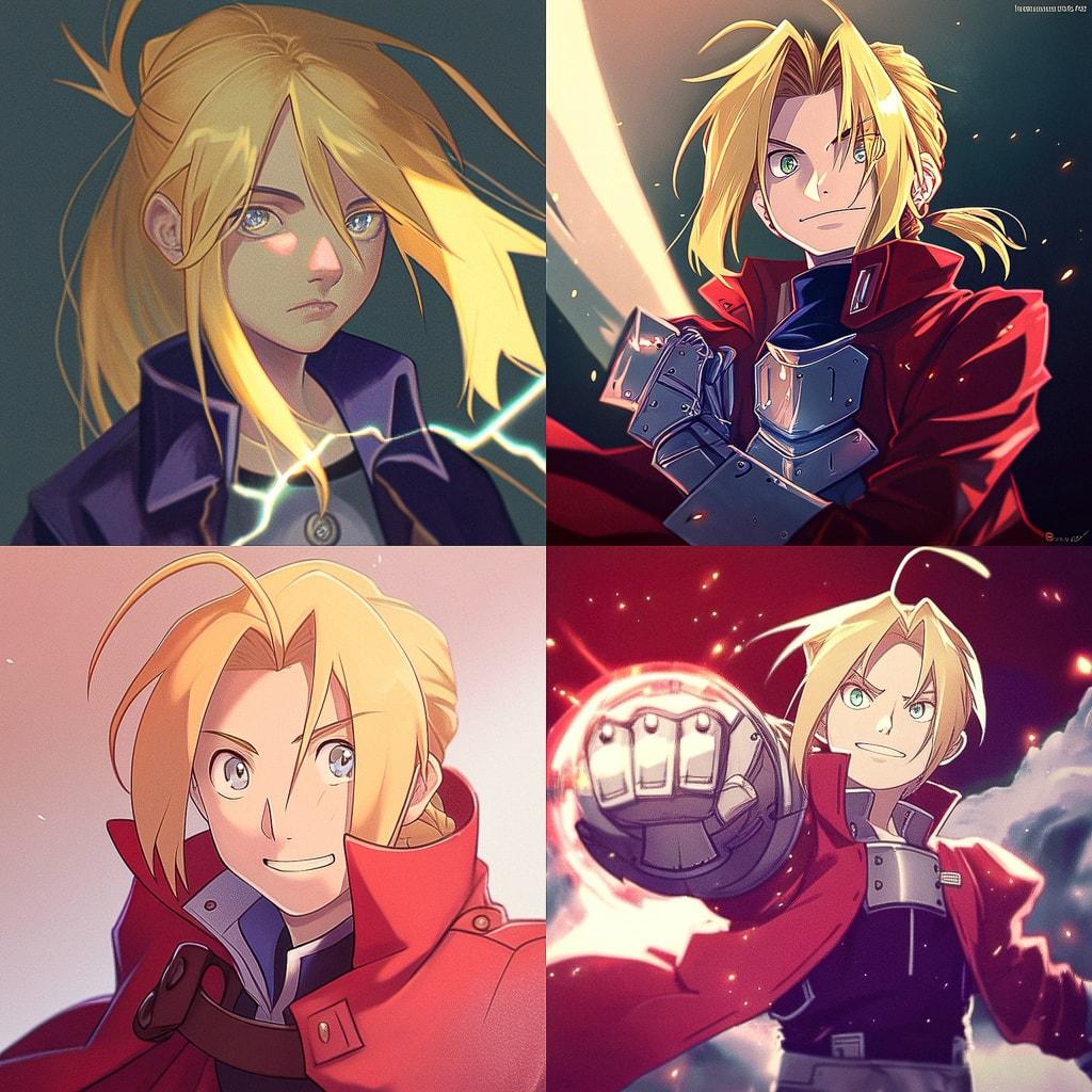 Fullmetal Alchemist style, Midjourney Niji 4, render 1 of 4