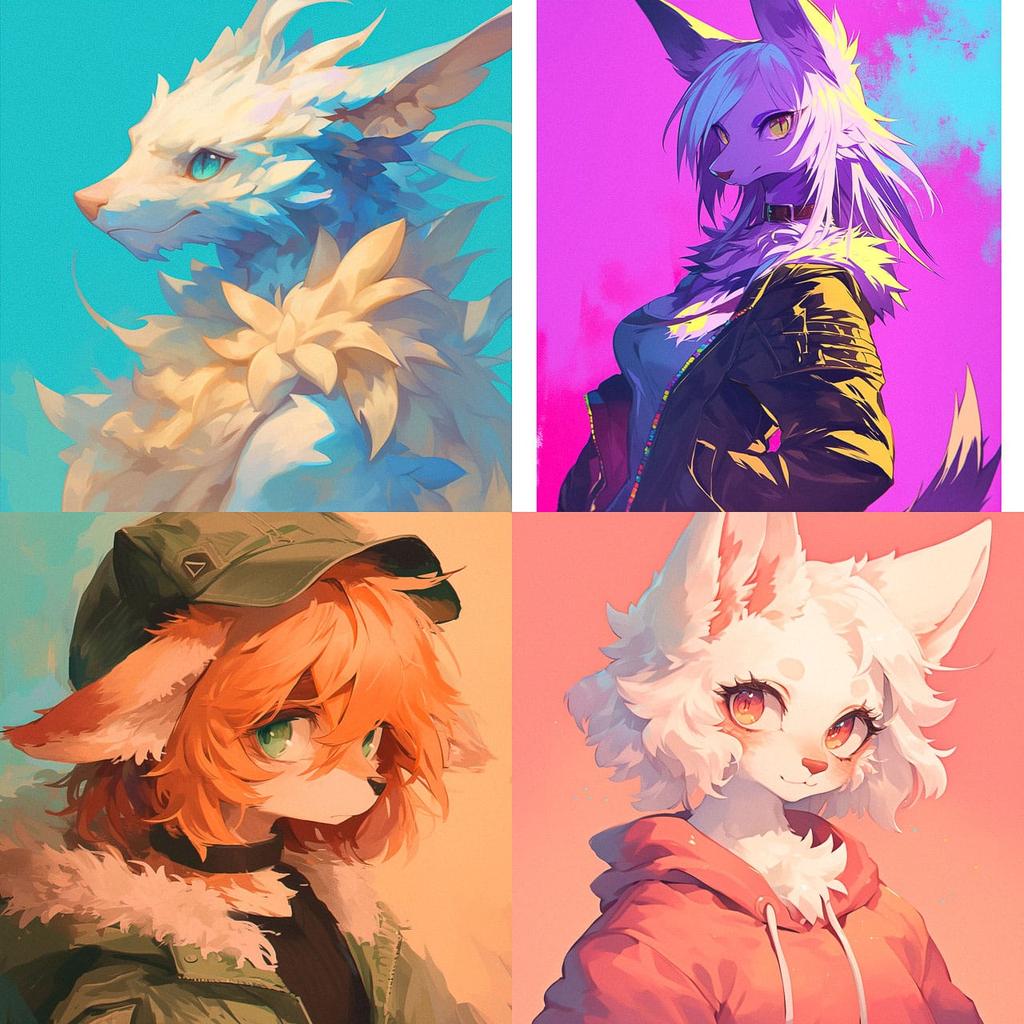 Furry texture style, Midjourney Niji 6, render 1 of 4