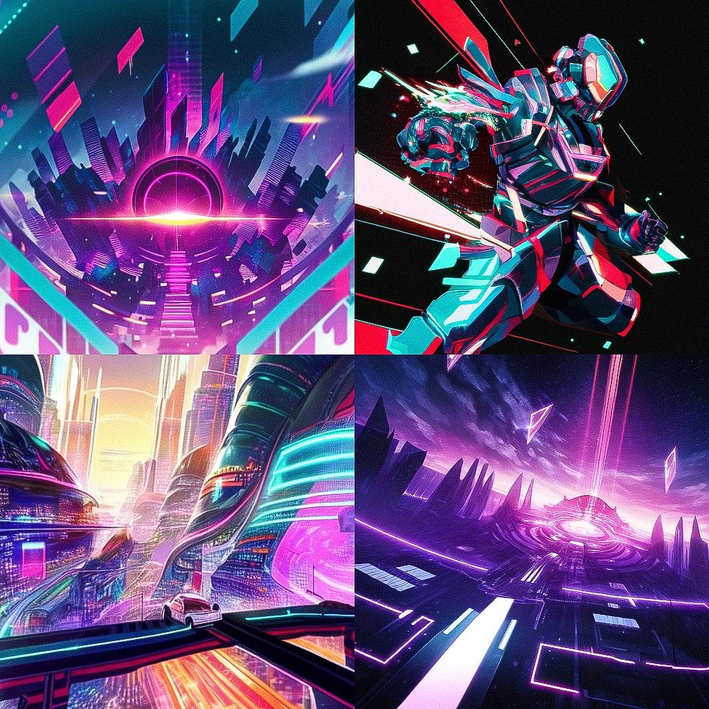 Futurism style, Midjourney Niji 4, render 1 of 4