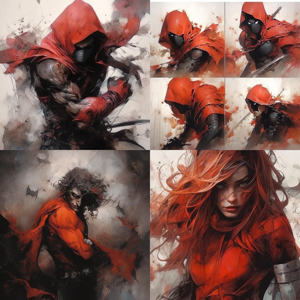 Gabriele Dell'otto style, Midjourney Niji 5, render 1 of 4