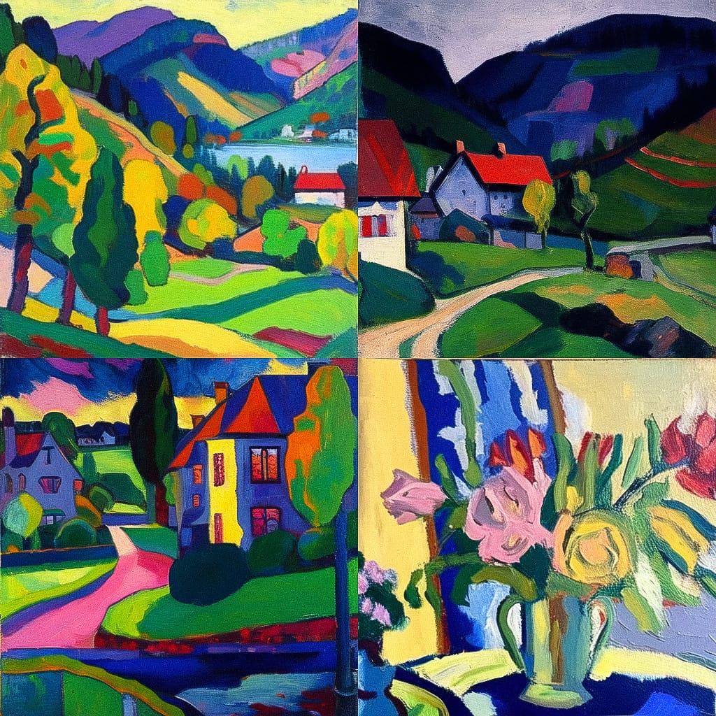 Gabriele Munter style, Midjourney Niji 4, render 1 of 4