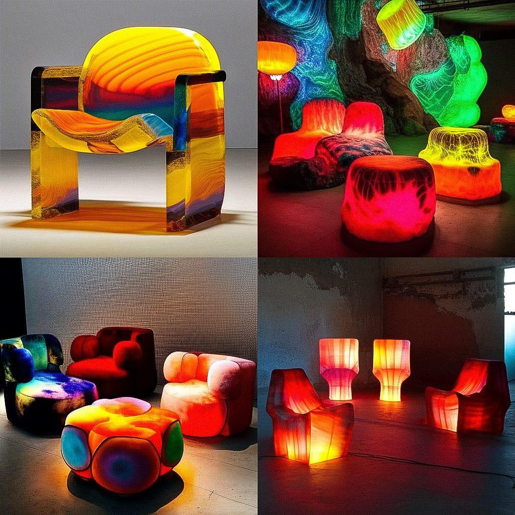Gaetano Pesce style, Midjourney Niji 4, render 1 of 4