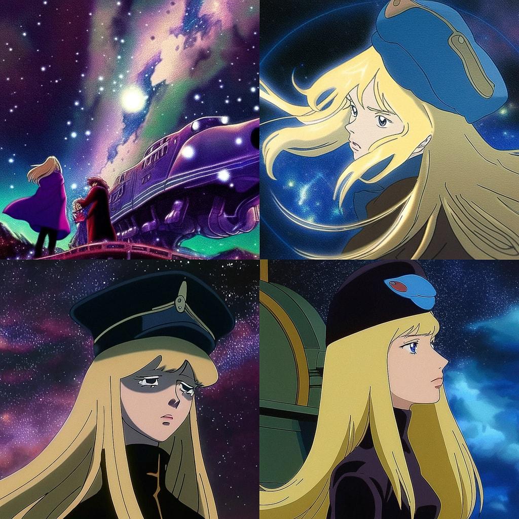 Galaxy Express 999 style, Midjourney Niji 4, render 1 of 4