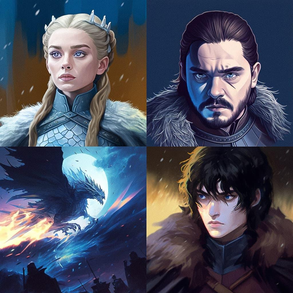 Game of Thrones style, Midjourney Niji 5, render 1 of 4