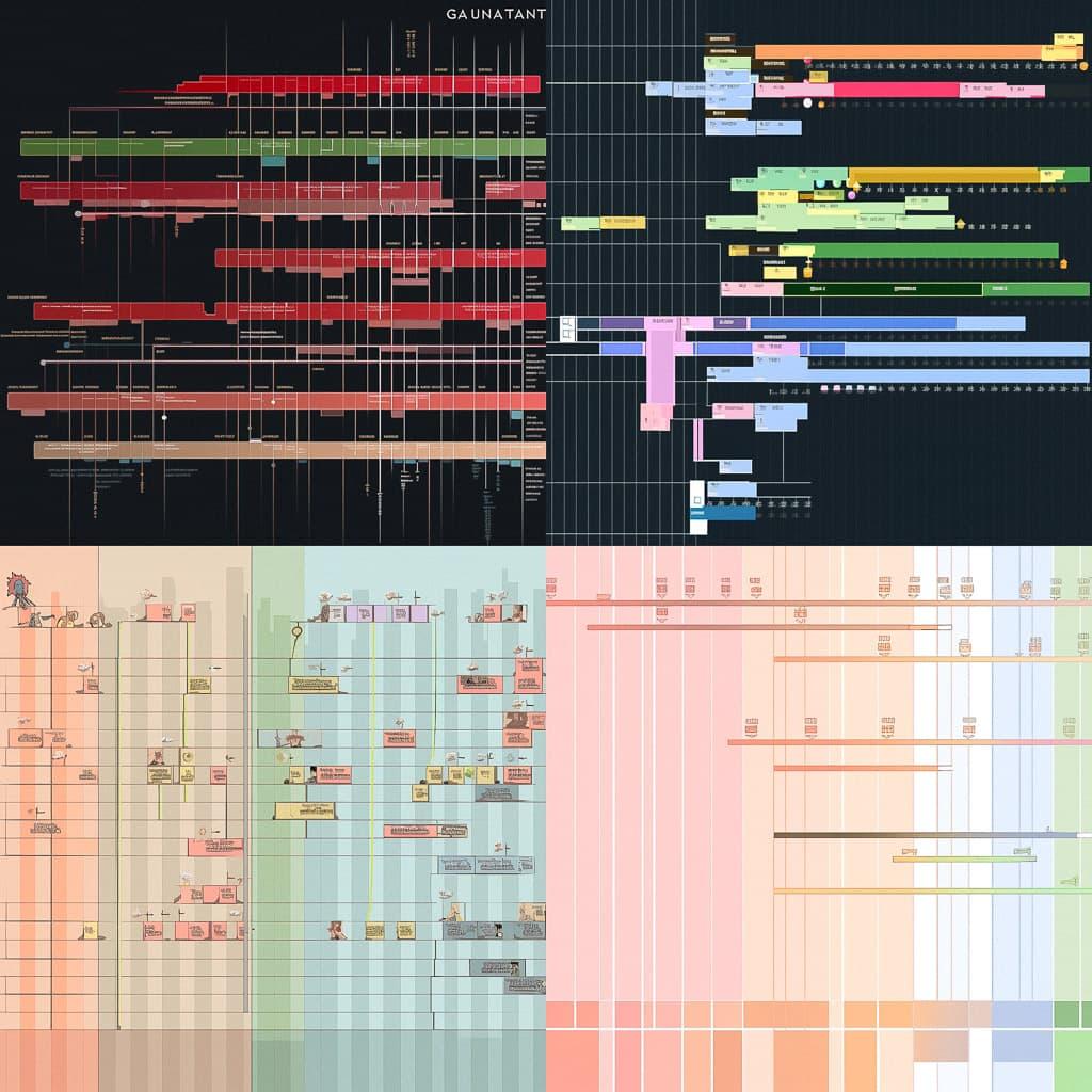 Gantt chart style, Midjourney Niji 5, render 1 of 4