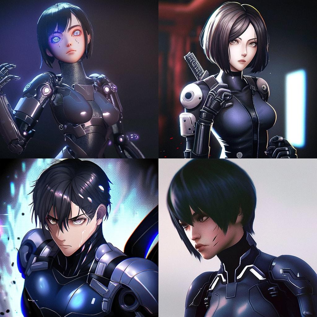 Gantz style, Midjourney Niji 4, render 1 of 4