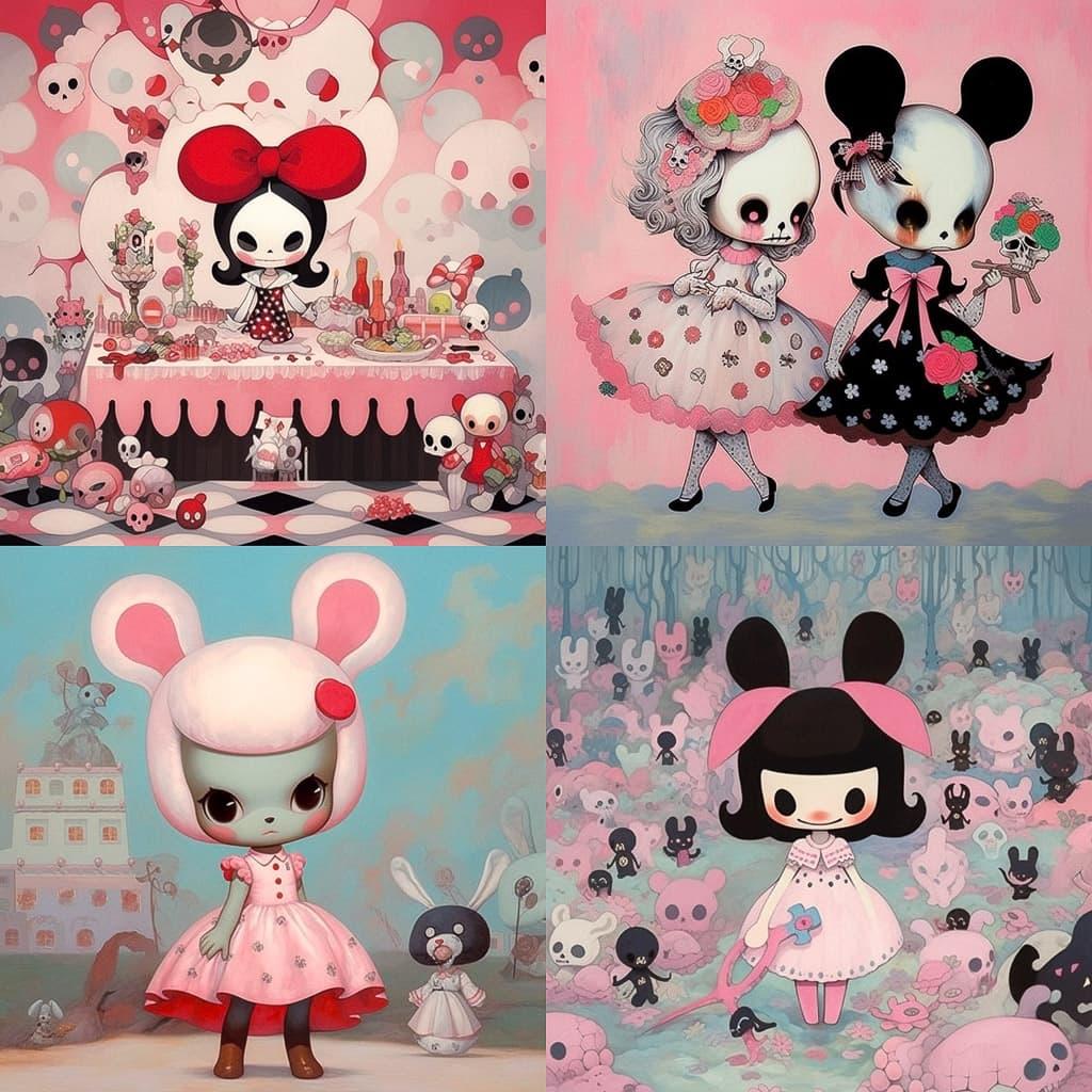 Gary Baseman style, Midjourney Niji 5, render 1 of 4