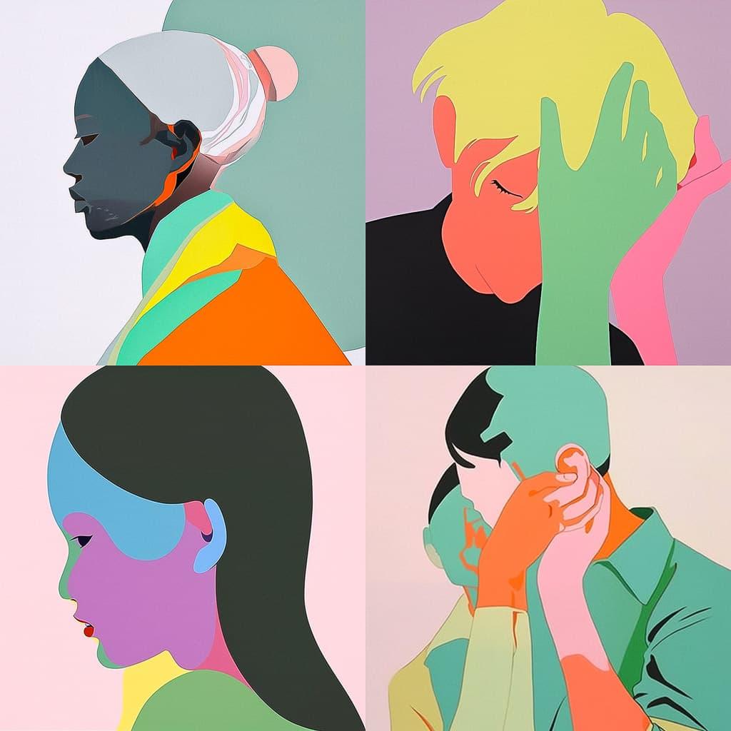 Gary Hume style, Midjourney Niji 5, render 1 of 4