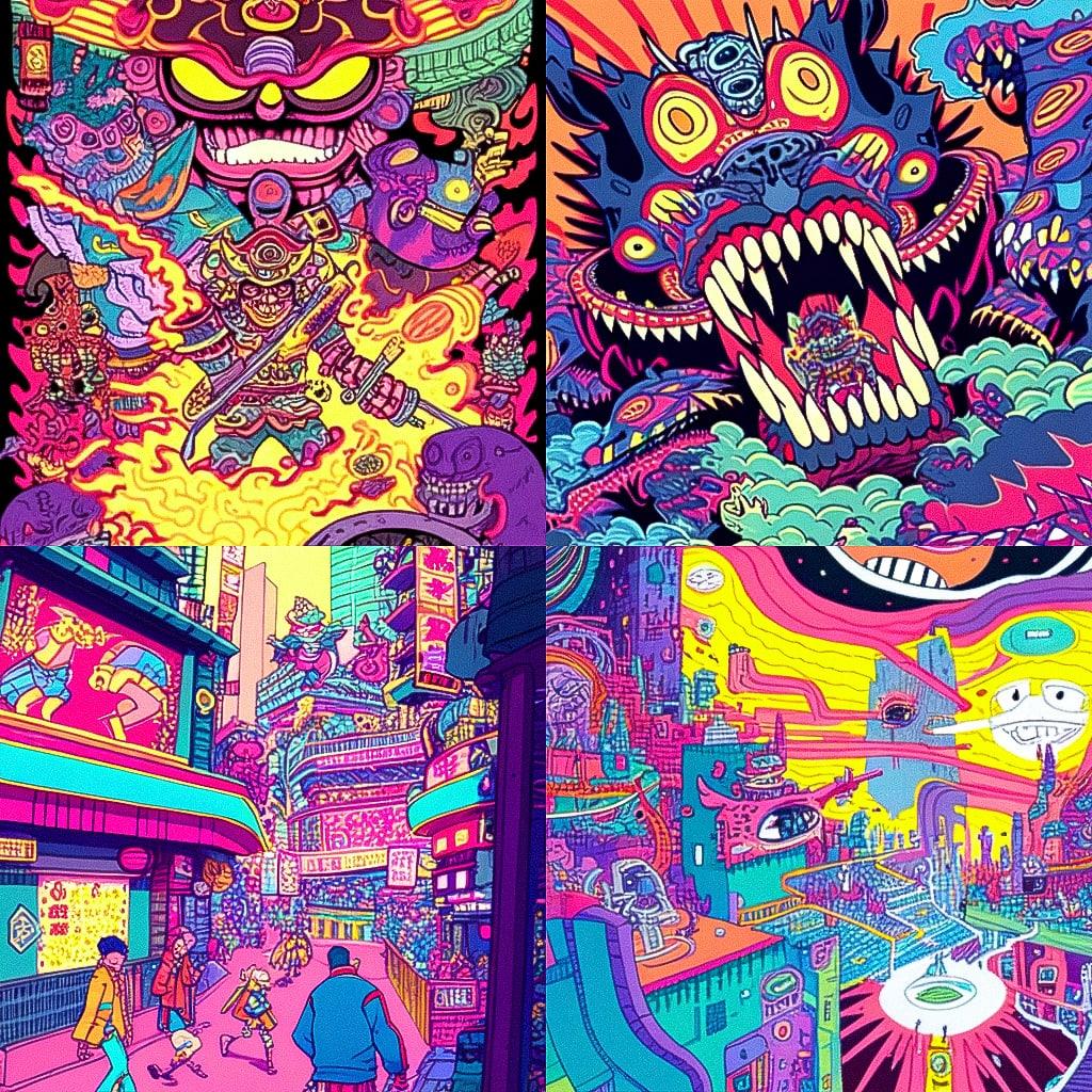 Gary Panter style, Midjourney Niji 4, render 1 of 4