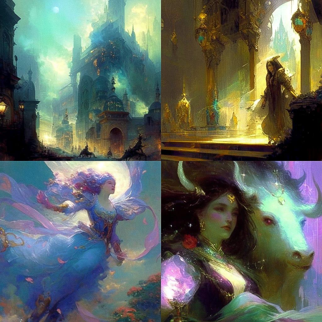 Gaston Bussiere style, Midjourney Niji 4, render 1 of 4