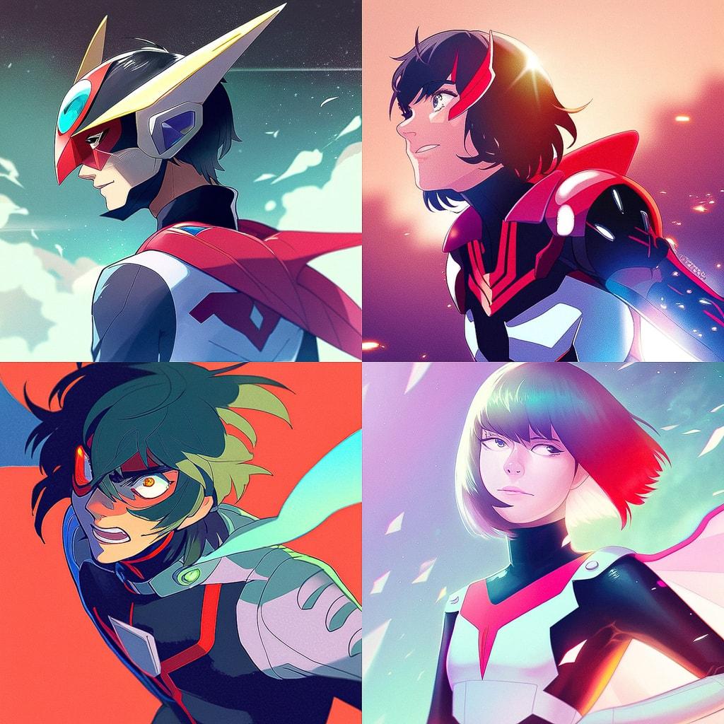 Gatchaman style, Midjourney Niji 4, render 1 of 4