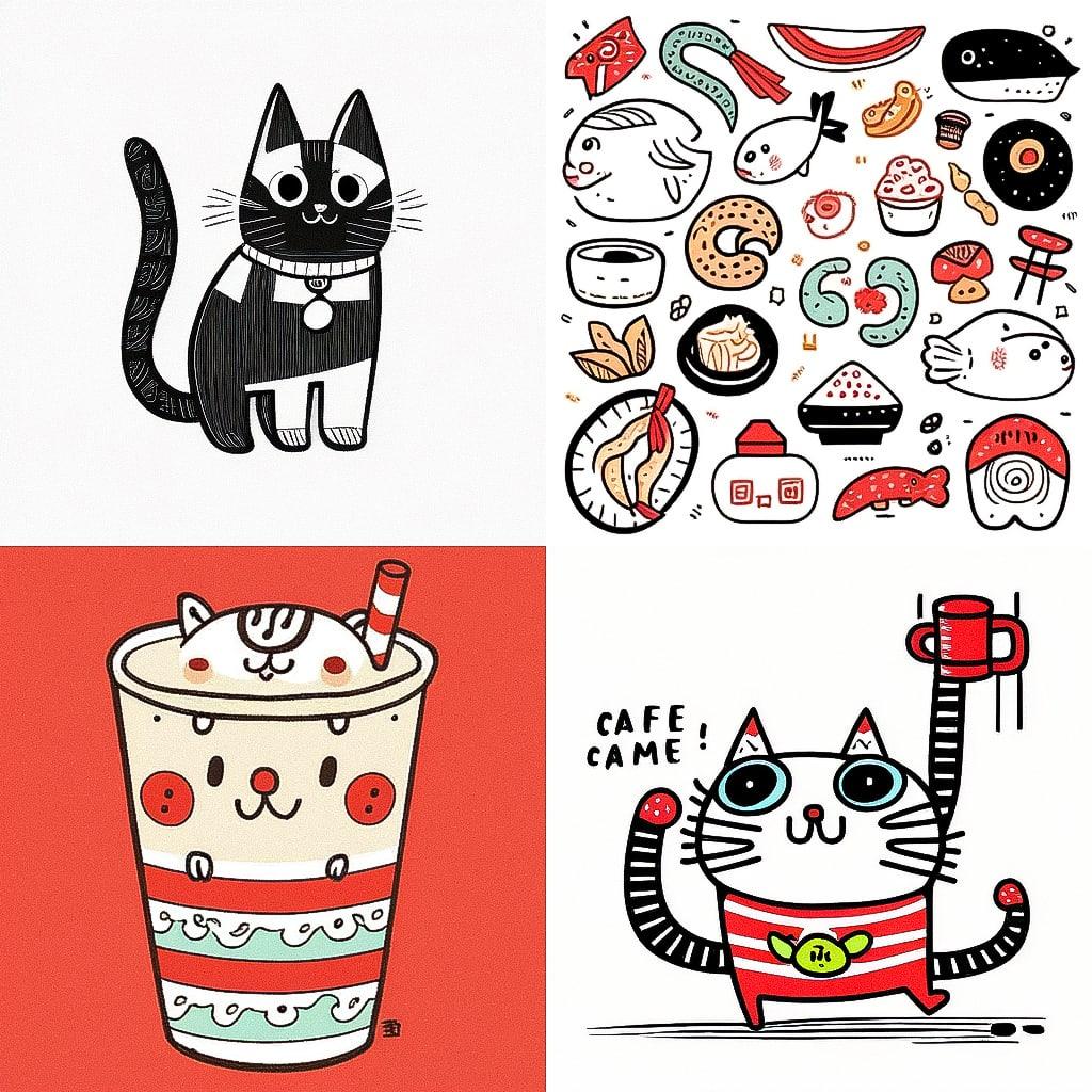 Gemma Correll style, Midjourney Niji 4, render 1 of 4