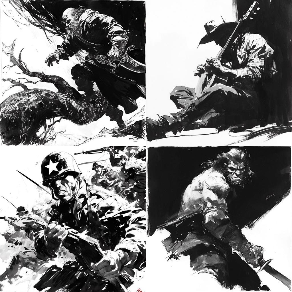 Gene Colan style, Midjourney Niji 5, render 1 of 4