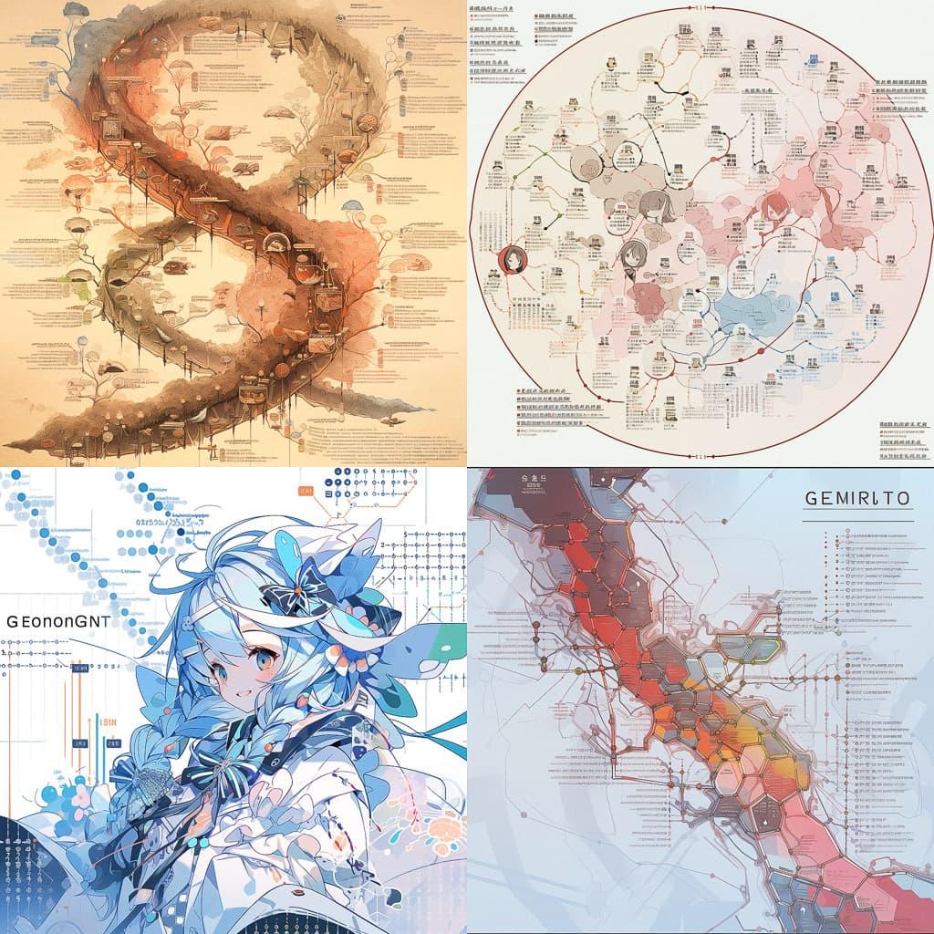 Genetic map style, Midjourney Niji 5, render 1 of 4