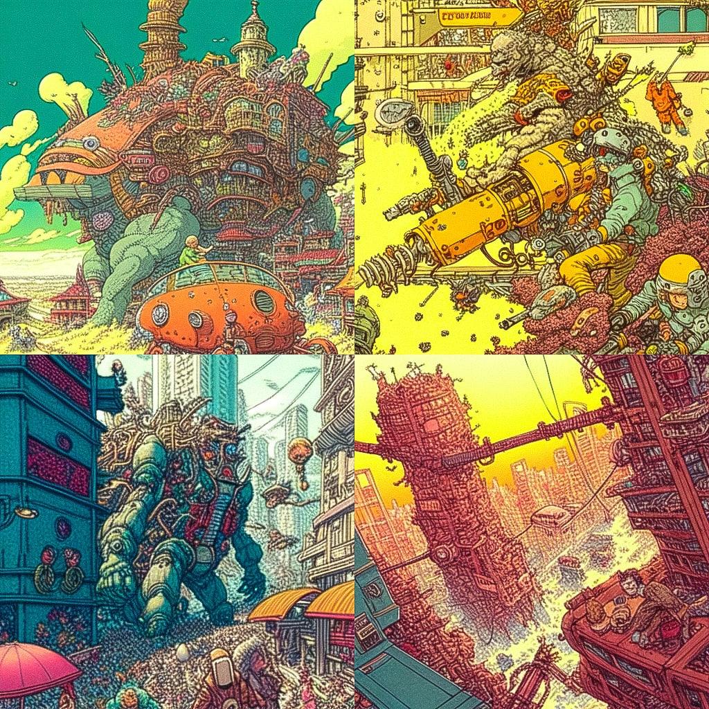 Geof Darrow style, Midjourney Niji 4, render 1 of 4