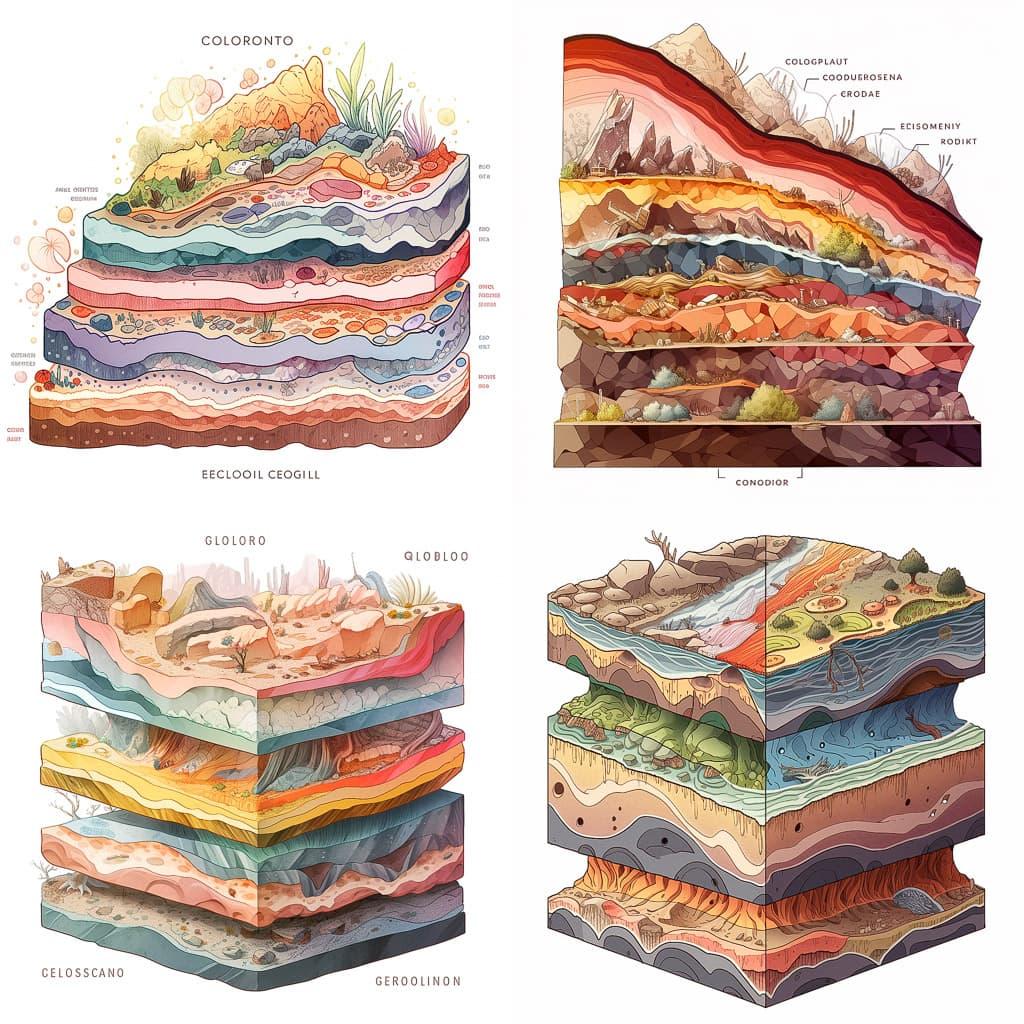 Geological cross-section style, Midjourney Niji 5, render 1 of 4