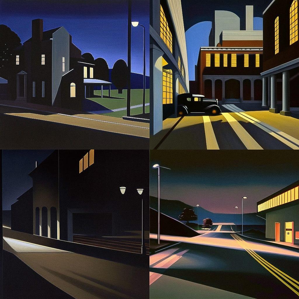 George Ault style, Midjourney Niji 4, render 1 of 4