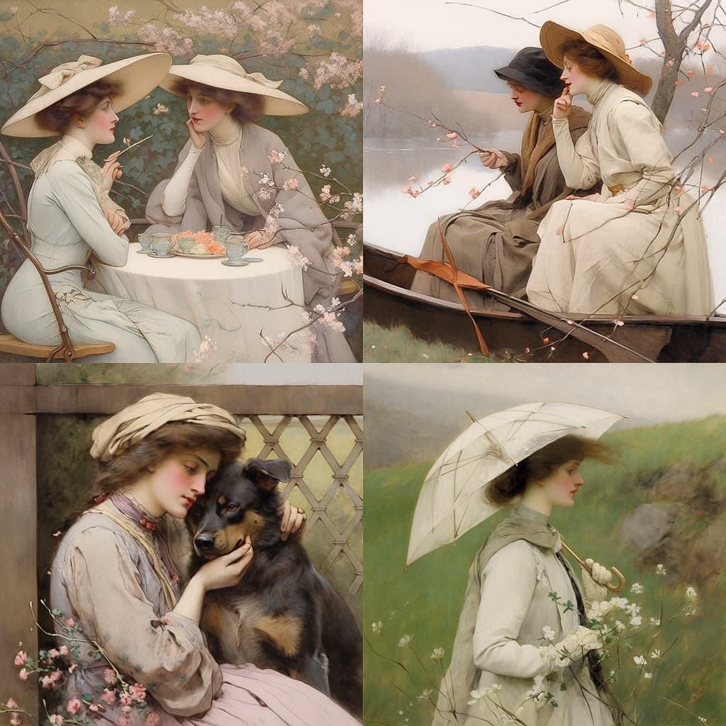 George Henry Boughton style, Midjourney Niji 5, render 1 of 4