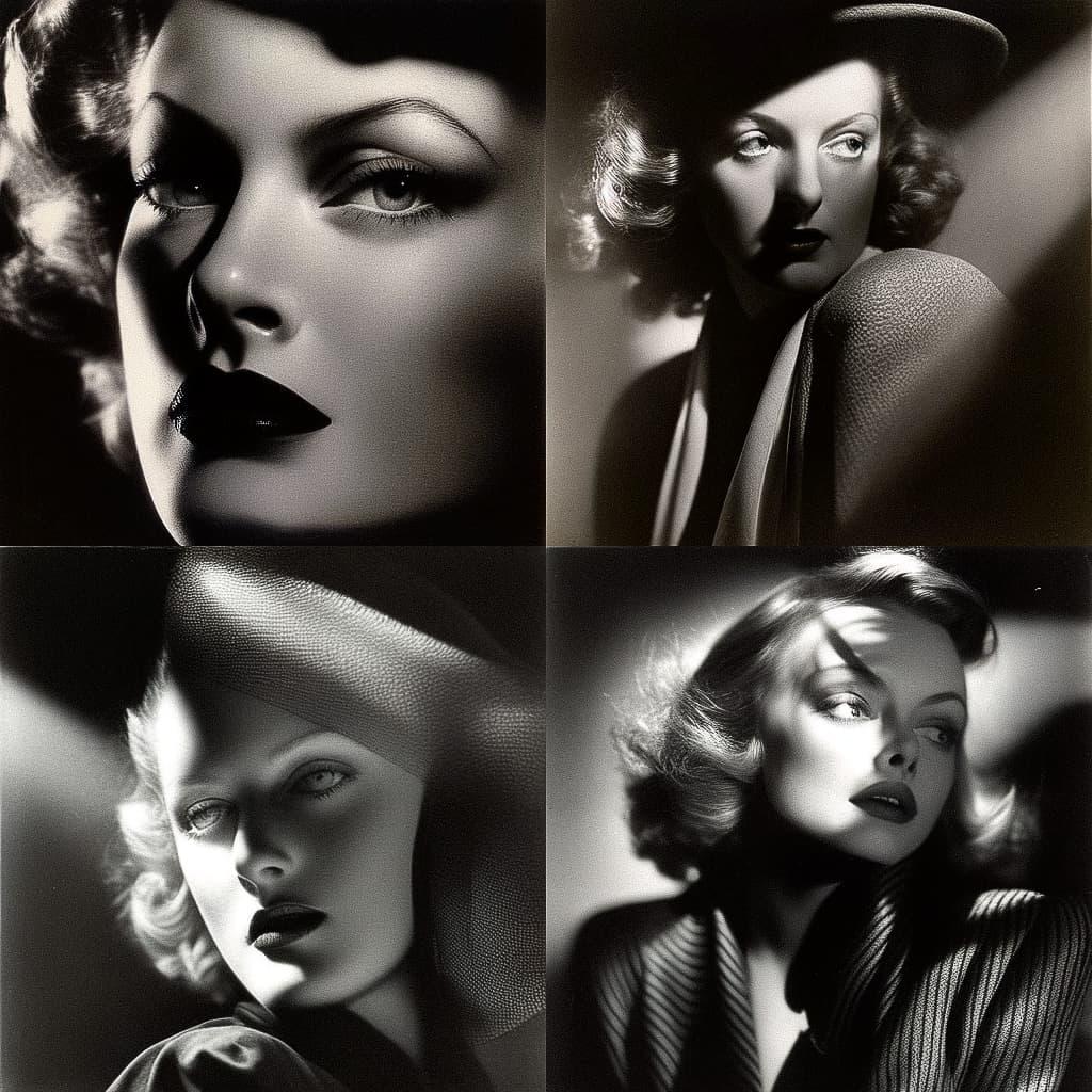 George Hurrell style, Midjourney Niji 5, render 1 of 4